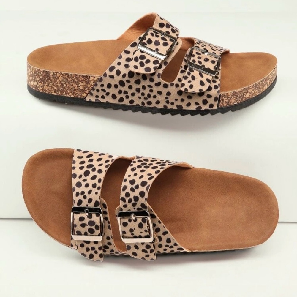 SHEIN Tan and Black Spotted Sandals